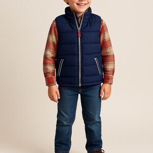 League: 036-L Athletic Department Quilted Puffer Vest - Navy Blue Boys